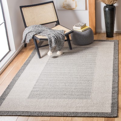 Ivory and Grey Handwoven Wool Kilim Area Rug, 3' x 5'
