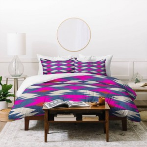 Pink Holli Zollinger Diamond Kilim Duvet Cover Set (King) - Deny Designs: Microfiber, Reversible, Hidden Zipper - 1 of 4