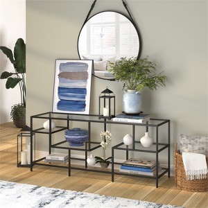 Black Bronze TV Stand with Glass Shelves - Henn&Hart - 1 of 4