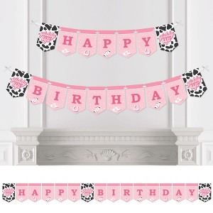 Big Dot of Happiness Rodeo Cowgirl - Pink Western Birthday Party Bunting Banner - Party Decorations - Happy Birthday - 1 of 4