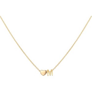 Personalized Heart Initial Necklace 18K Gold Plated Stainless Steel Gift M - 1 of 4