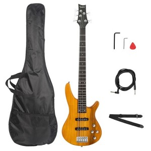 Karl Home GIB 5 String Electric Bass Guitar Full Size SS Pick-up Yellow - 1 of 4