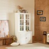 NicBex Modern Freestanding Tall Pantry Cabinet with Glass Door & Lattice Window,Storage Display Cabinets for Hallways,Living Room,Kitchen - 2 of 4