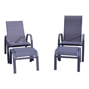 Courtyard Casual Santa Fe 4 pc Reclining Chair Set with Ottomans  Includes Two Reclining Sling Chairs and Two Sling Ottomans - 1 of 4