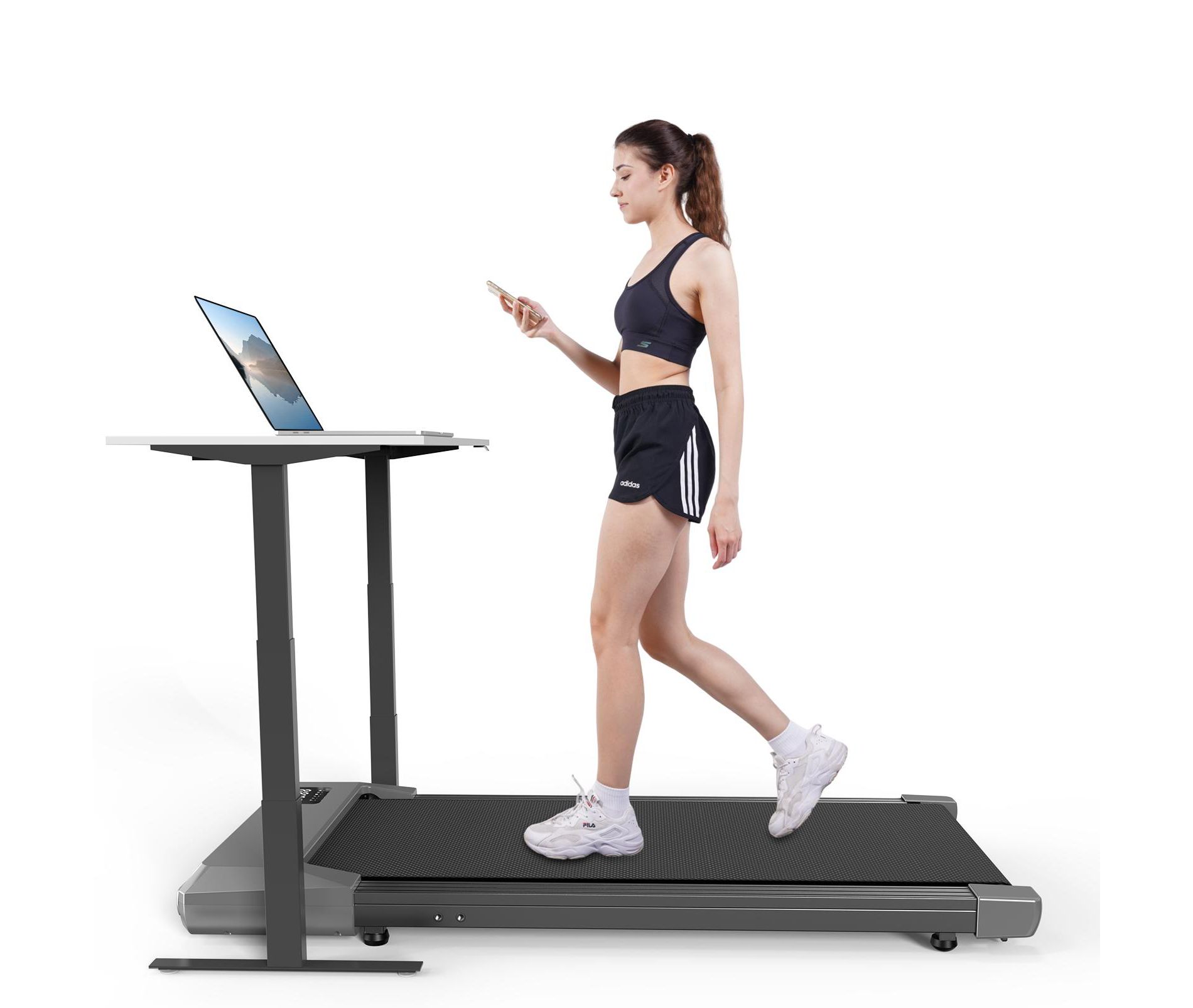 Deerrun Walking Pad Mini Belt Under Desk Treadmill, Running Jogging Machine with App gray 38.68*19.69*3.94 inches