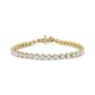 Silver 1.0 Cttw Miracle Set Diamond Heart-Link Tennis Bracelet