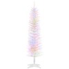Angel Sar 5ft Prelit Slim Pencil Christmas Tree, White Artificial Xmas Tree with 8 Light Modes & 150 Colorful LEDs, Skinny Holiday Decor - 2 of 4