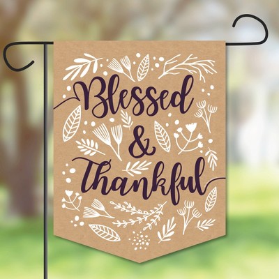 Big Dot of Happiness Elegant Thankful - Outdoor Lawn and Yard Home Decorations - Fall Thanksgiving Garden Flag - 12 x 15.25 inches