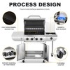 R.W.FLAME 4-Burner Propane Gas Grill with Side Burner, 42,000 BTU Stainless Steel BBQ Grill for Outdoor Cooking, with Cast Iron Grates, Baking Pan - 3 of 4