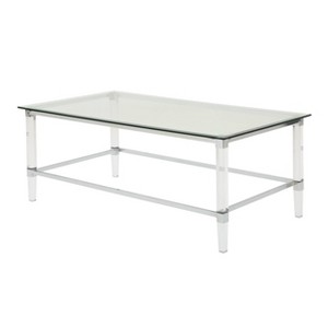 Bayla Modern Coffee Table Clear - Christopher Knight Home: Tempered Glass, Iron & Acrylic - 1 of 4