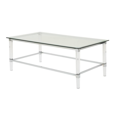 Bayla Modern Coffee Table Clear, Sophia Modern Stainless Steel And Glass Coffee Table