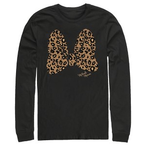 Men's Mickey & Friends Cheetah Print Minnie Mouse Bow Long Sleeve Shirt - 1 of 4