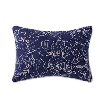 Indienne Paisley Embroidered Floral Decorative Throw Pillow Navy/White - Oceanfront Resort