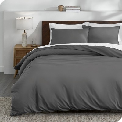 Full/Queen Gray Organic Cotton Jersey Duvet Cover Set
