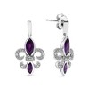Haus of Brilliance Silver Marquise Amethyst and Diamond Accent Fleur De Lis Dangle Stud Earrings - 2 of 4