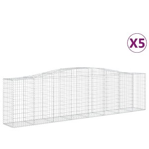 vidaXL Arched Gabion Baskets 5 pcs - Galvanized Iron, Sturdy Construction, Decorative & Sound-Insulating Garden Barriers, Includes Strengthened Hooks - 1 of 4