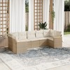 vidaXL Patio Sofa Set with Cushions Outdoor Furniture 7 Piece Poly Rattan - Beige - 2 of 4