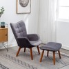 Lyngins Contemporary Silky Velvet Tufted Accent Chair & Ottoman Set, Mid-Century Armchair with Solid Rubber Wood Frame, Comfy Reading Chair - 2 of 4