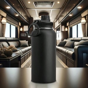 BABYYER 30 Oz Black Stainless Steel Vacuum Insulated Water Bottle, Sweat-Proof Wide Mouth Cup With Handle, Leak-Proof For Travel,For Outdoor Lovers - 1 of 4