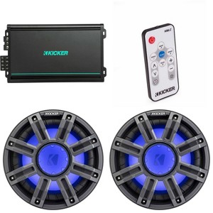 Kicker (2) 51MWF104 - MWF 10-Inch Premium Marine Subwoofer (free-air) 4-ohm & 48KMA6004 Marine Amp Bundle ( Includes LED Remote ) - 1 of 4