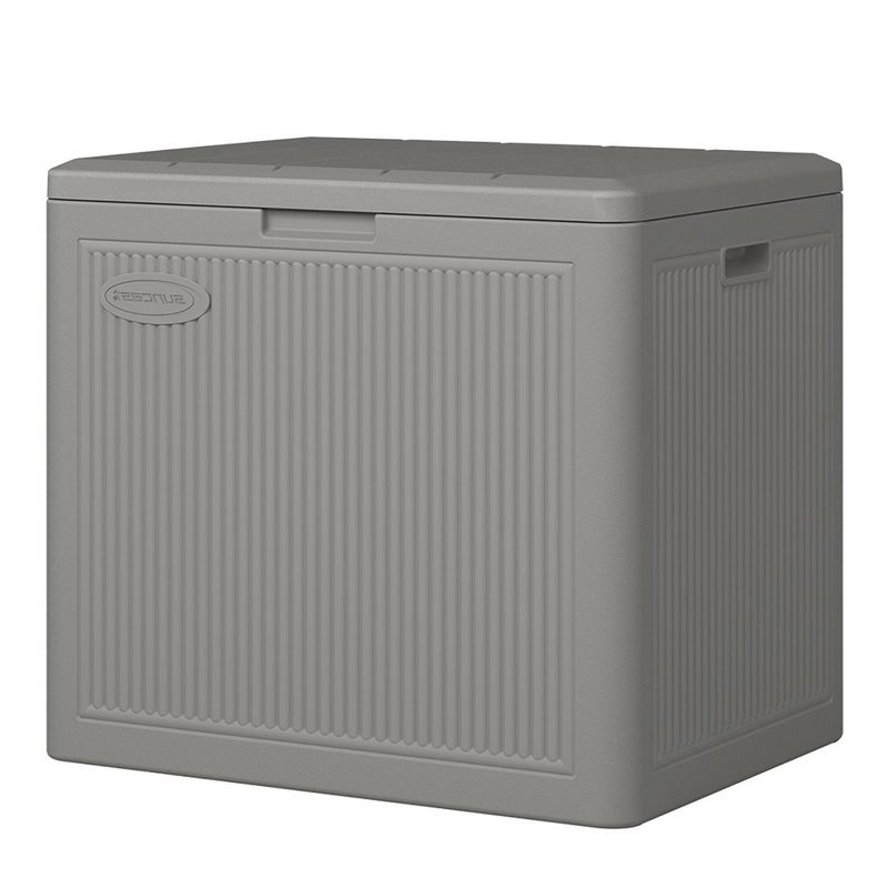 Suncast 22 Gallon Indoor or Outdoor Small Patio Deck Box, Plastic Storage Bin for Lawn, Garden, Garage, & Home Organization, Stoney (4 Pack), 2 of 7