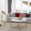 Hooseng Coffee Table Set of 3,Modern Faux Marble Top with Golden Frame Coffee Table & 2 Accent Table for Apartment,Office - 2 of 4
