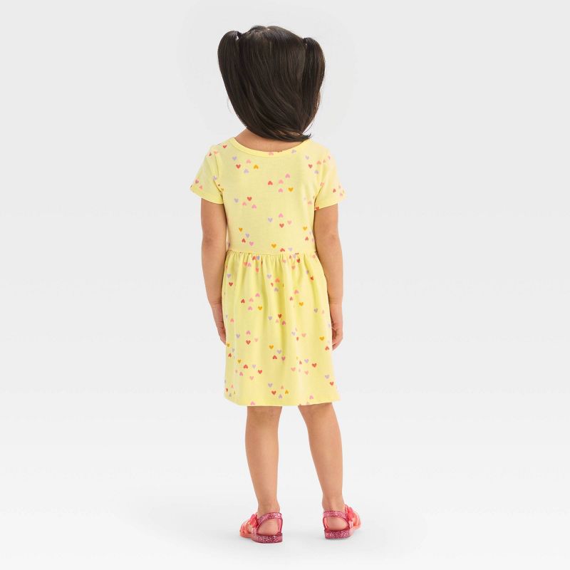 Toddler Girls' Hearts Short Sleeve Dress - Cat & Jack™ Yellow, 3 of 5