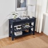 FONTOI Rectangle Coffee Table with Two Open Shelves, Console Table for Living Room Bedroom Office, Navy Blue, 13.78"*30"*42" - 4 of 4