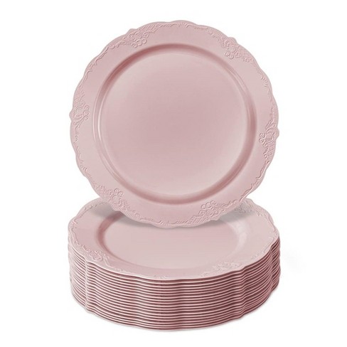 Silver Spoons Elegant Disposable Plastic Plates For Party, Heavy Duty Pink Disposable  Plate Set, Dinner Plates - 10.75, (10 Pc) - Veil : Target