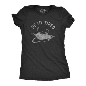 Womens Dead Tired T Shirt Funny Scary Exhausted Sleepy Rat Tee For Ladies - Crazy Dog Women's T Shirt - 1 of 4