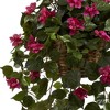 Nearly Natural Bougainvillea Silk Hanging Basket: Indoor Faux Floral Decor, Wicker Basket - image 2 of 3