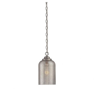 Bally Satin Nickel 1-Light Pendant with Mercury Glass Shade