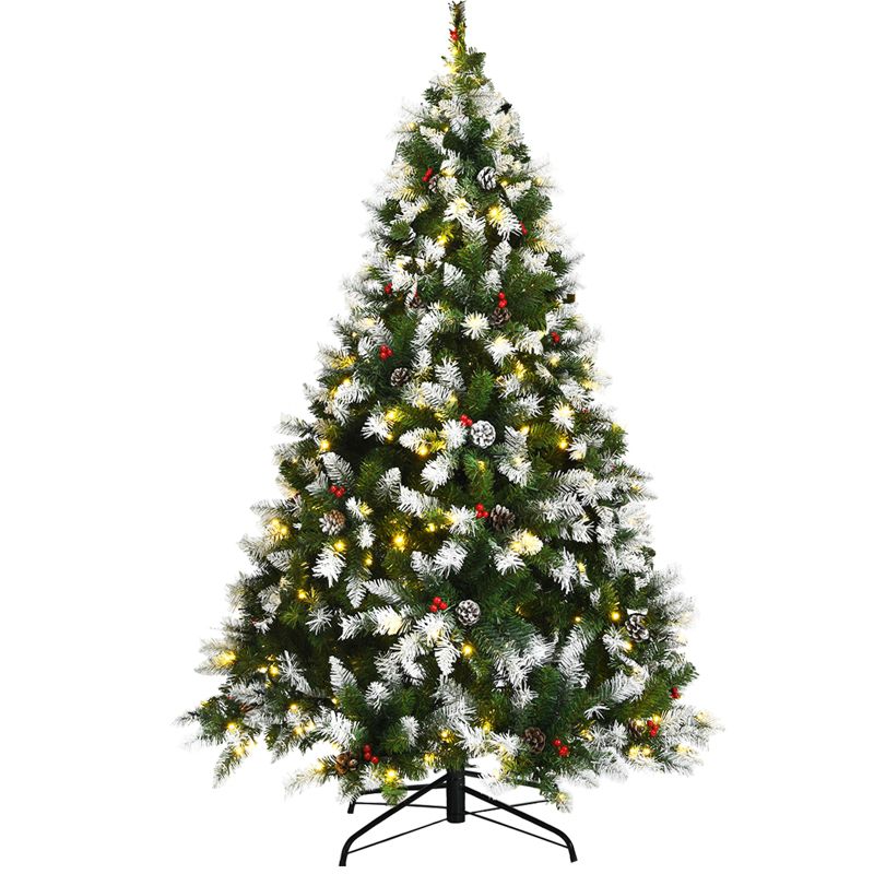 Tangkula 6ft Pre-lit Snowy Christmas Tree Pre-strung Xmas Decoration Tree w/ 250 Warm White LED Lights & 818 PVC Tips, 1 of 11