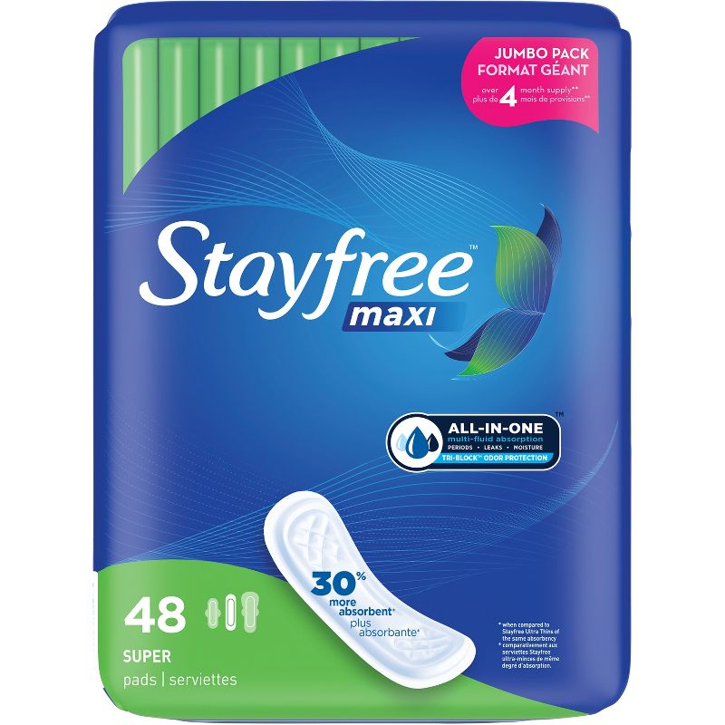 Stayfree Maxi Pads (without Wings) - Unscented - Super - 48ct, 1 of 6