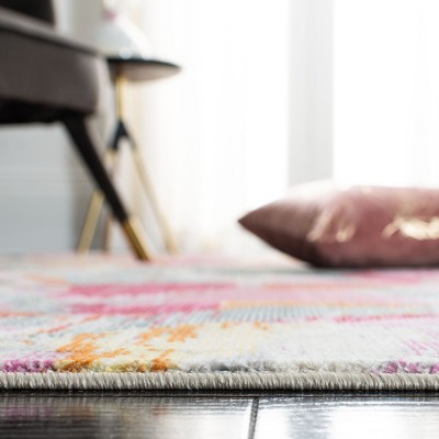 Lillian Gray and Pink Floral 4' x 6' Synthetic Area Rug