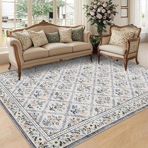 Soft Washable Floral Area Rug – Ultra-Thin, Stain-Resistant, Non-Slip, Non-Shedding Accent Carpet for Living Room, Bedroom, Dining Room, Office - 1 of 4