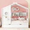 Wooden Kids House Bed With Sturdy Pinewood Frame, Modern Design for Child Play & Sleep with Storage and Trundle-Maison Boucle - 3 of 4