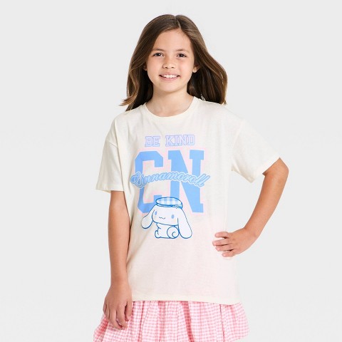 Футболка Sanrio Cinnamoroll Graphic T-Shirt - Ivory XS для девочек, цвет: Слоновая кость