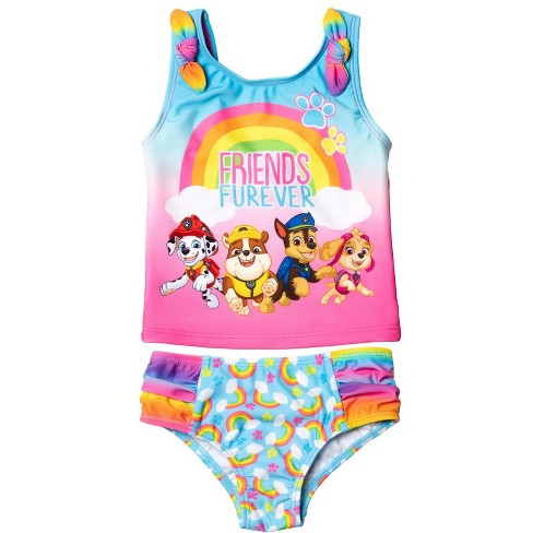 Paw Patrol Girls Tankini Top And Bikini Bottom Swim Set Toddler : Target