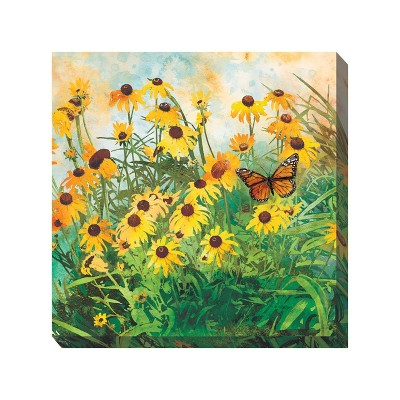 Cottage Garden West of The Wind Farmer's Field Yellow, Orange, Green 24 x 24 Inch Waterproof Gallery Wrapped Canvas, Outdoor Garden, Yard, Patio All