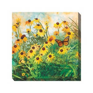 Cottage Garden West of The Wind Farmer's Field Yellow, Orange, Green 24 x 24 Inch Waterproof Gallery Wrapped Canvas, Outdoor Garden, Yard, Patio All - 1 of 2