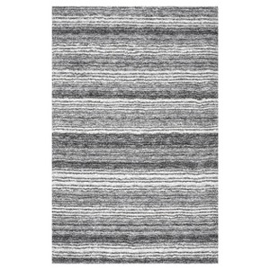 Gray Stripe Tufted Area Rug - (5