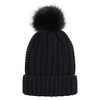 Anna-Kaci Women's Soft Knit Winter Beanie Hat with Satin-Lined Interior Ribbed Texture and Fluffy Pom Detail - 3 of 4
