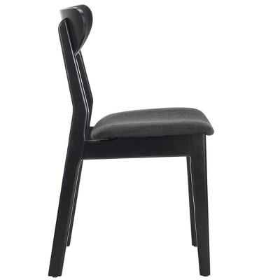 Transitional Black Wood Upholstered Side Chair Set of 2