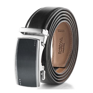 Roxoni Men's Genuine Leather Ratchet Dress Belt with Automatic Double Gloss Buckle, Enclosed in an Elegant Gift Box - 1 of 4