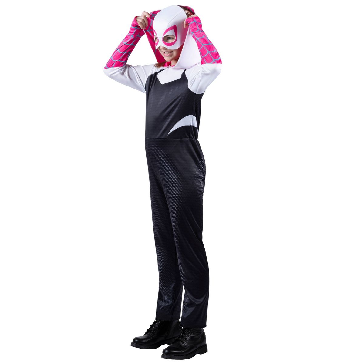 Marvel Spider-Man: Across the Spider-Verse Ghost Spider Gwen Kids' Halloween Costume Jumpsuit with Mask - thumbnail 5