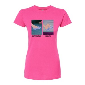 Women's - Disney - Expectation Vs. Reality Glass Slipper Fitted Graphic T-Shirt - 1 of 3