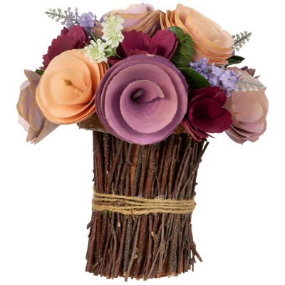 Northlight Wooden Floral Artificial Spring Bouquet - 9.5