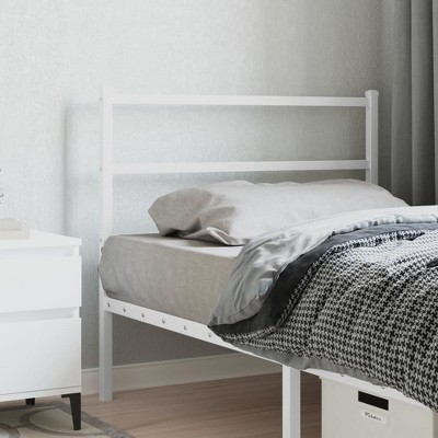 vidaXL White Metal Headboard - Powder-Coated Steel Bed Header for Back Support, Bedroom Furniture, Fits 39.4" Mattress Width, Easy to Assemble