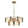 LNC Cymbodly 15-Light 31.5" Luxury and Glam Oversized Tiered Drum Chandelier, Black and Gold with Textured Glass - 2 of 4